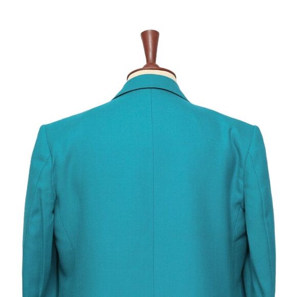 Mens Blazer Turquoise Wool Velvet Formal Tuxedo Jacket Wedding Sport Coat 44R - Picture 7 of 8